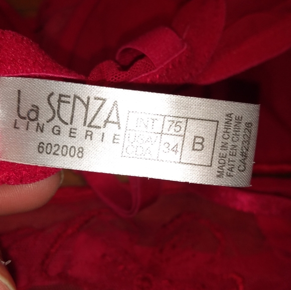 La Senza 2-Piece Red Bra (34B) & Red Lace Garter (Size Medium) - Picture 9 of 15